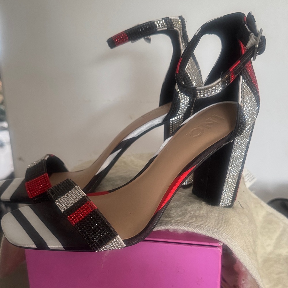 INC International Concepts Black and Red Strappy Heels